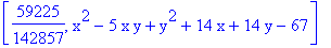 [59225/142857, x^2-5*x*y+y^2+14*x+14*y-67]
